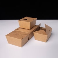 Boîte à emporter jetable en kraft pliable pour repas, avec languette, personnalisable avec logo OEM, vente en gros, écologique et biodégradable – Offre Spéciale