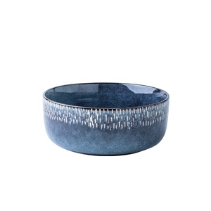 American retrò glassa da forno stoviglie di alto valore blu zuppa di riso moderno uso domestico usa e getta per l'esportazione transfrontaliera - Product Image 4