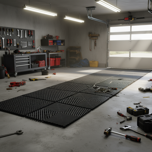 Dalles de sol modulaires en plastique noir durables et emboîtables pour garage et douche extérieure, 12x12 pieds, 50 pièces - Product Image 2