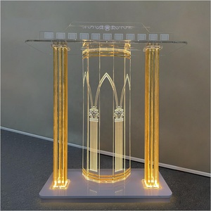 Custom Simple Acrylic Podium Plexiglass Clear Lightening <strong>Church</strong> <strong>Pulpit</strong> Stand School Meeting Lectern Perspex Acrylic Podium Stand - Product Image 2