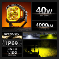 Nouveaux phares LED de style Baja de 3 pouces, 8000LM, 12V-36V, avec rétroéclairage ambre, faisceau de conduite, compatibilité universelle pour camions 4x4 et UTV