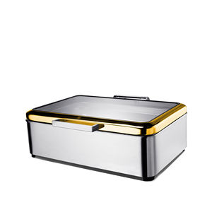 Suministros para Restaurantes, Recipiente para Calentar <span class=keywords><strong>Comida</strong></span>, 9.0L, Acero Inoxidable Plateado y Dorado, Recipiente Rectangular para Buffet - Product Image 5