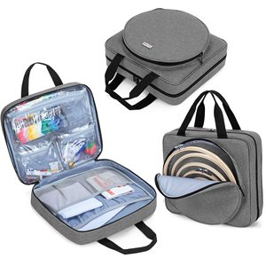 Kit de couture à fermeture éclair en polyester durable sac fourre-tout sac de crochet étanche sac de rangement léger pour outils de broderie multi-poches - Product Image 1