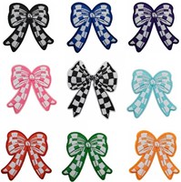 Vente en gros 7.5cm patch brodé fille femmes vêtements décoration fer sur coloré broderie arc patchs pour chapeau sac à dos