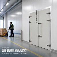 Porte à double battant semi-rebattable pour chambre froide, entrée de chambre froide pour la réfrigération commerciale