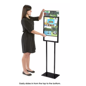 Jh-mech hướng Hội Đồng Quản trị hai mặt 14x22 "đơn Tier slideable Đen tầng thường vụ kim loại dấu hiệu chủ đứng - Product Image 2