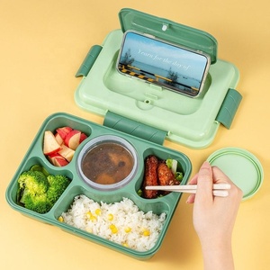 Fiambrera <span class=keywords><strong>Rectangular</strong></span> Multi Grid de 1600ml con palillos y cucharas Fiambrera para niños Fiambrera segura para microondas Contenedor de alimentos - Product Image 4