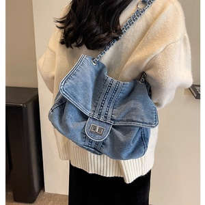 CT40 grande capacité femmes vêtements de loisirs jeans sacs style vintage dames mode sacs fourre-tout avec chaîne poignée beaux sacs à bandoulière - Product Image 2