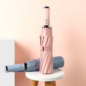 23 Inches 10 Ribs Polyester Advertising Gifts Modern Travel Fully-<b>Automatic</b> Open UV50+ Protection Custom Logo Printed 3-Folding - Product Image 3