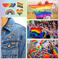 Épinglettes de drapeau LGBT personnalisées en gros émail dur plaqué métal Gay Pride épingle arc-en-ciel coeur lesbien Design artisanat en métal