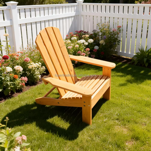 Chaise Adirondack en bois massif - Chaise longue d'extérieur résistante aux intempéries avec finition antique, design contemporain pour le bord de la piscine et la cour - Product Image 5