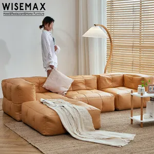 WISEMAX家具欧式设计豪华合成革客厅家具沙发软海绵休息室组合沙发床