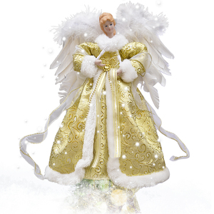 Adorno de árbol de Navidad LED premium con ángel y plumas reales - Product Image 2