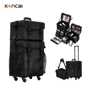 Koncai chuyên nghiệp 2-in-1 Xe đẩy bền nylon tóc Salon cho trường hợp làm đẹp với bìa <span class=keywords><strong>Train</strong></span> Túi mỹ phẩm du lịch trang điểm - Product Image 2