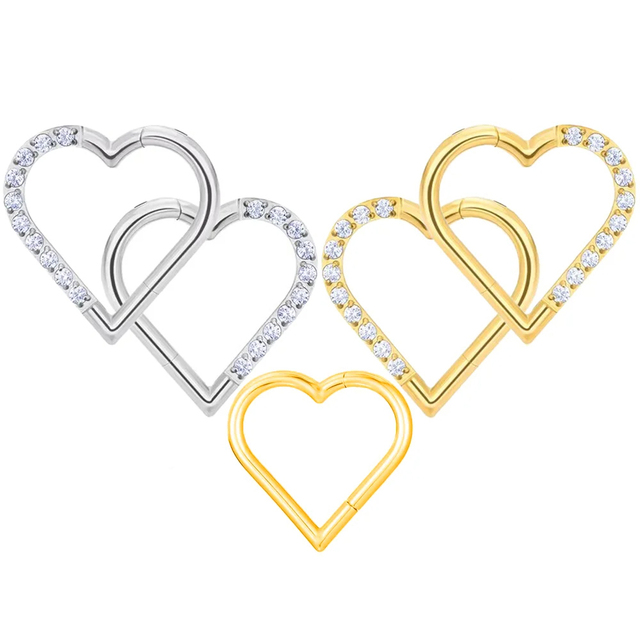 Heart Daith Pierced Nose Ring ASTM F136 Implantation Grade Diaphragm 16G Clicker Tragus Leather Earring Body Jewelry Wholesale
