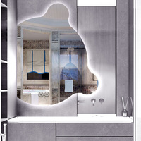 Miroir mural décoratif LED intelligent en verre trempé pour salle de bain, forme irrégulière ours en peluche, avec capteur tactile, intensité réglable, anti-buée, certifié CE, vente en gros