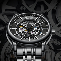 Montre mécanique entièrement automatique pour homme 43MM, montre-bracelet en acier inoxydable, squelette de luxe, lumineuse, Montre Uhr, étanche 3BAR