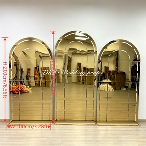 DKB Luxury Modern Detachable New Arrival Wholesale Wedding Arch Semicircle <b>Grid</b> Golden Stainless Steel Screen Stage Background - Product Image 2