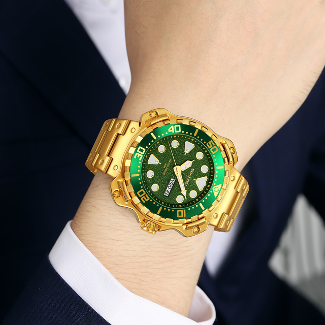 Men's Sports Watch Diver Style Waterproof Quartz Wristwatch with Stainless Steel Band for Men/Students