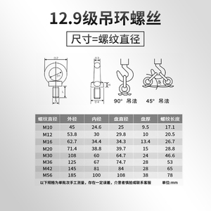 GELISEN Écrou à œillet de qualité 12.9 M10-M42, vis de levage haute résistance pour moules DIN580 - Product Image 3