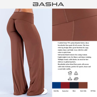 Pantalon de yoga évasé taille haute cousu pour femme BASHAsports, coupe large unie pour la danse, la gym et le quotidien