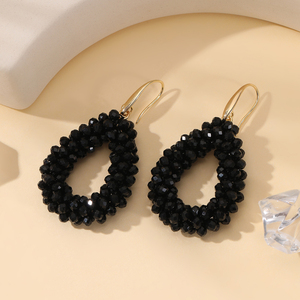 Wholesale Trendy Women's <strong>Dangle</strong> <strong>Earrings</strong> Handmade Crystal Beads Jewelry Threading Style <strong>Small</strong> Size Multi-Colors Water Drop - Product Image 6