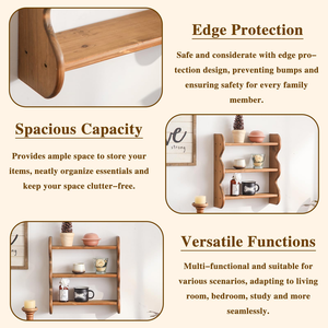 Étagère murale en bois massif 100%, multi-niveaux, étagères flottantes rustiques, étagère de rangement murale, décoration de style farmhouse, étagères suspendues - Product Image 5
