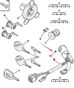 Cable de Encendido para Auto OE 4162P0 con Bloqueo de Cilindro y 2 Llaves para Peugeot 206, Citroën <span class=keywords><strong>Picasso</strong></span>, <span class=keywords><strong>Xsara</strong></span> - Product Image 2
