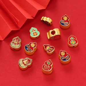 Chinese Style Gold Plated Alloy <b>Spacer</b> Beads Red Gourd Shape DIY Jewelry Accessories Small Size - Product Image 4