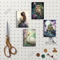 JAI IMAN 12 cartes et 32 autocollants DIY Vintage Fantasy Scrapbook Decoration Set pour fournitures de scrapbooking