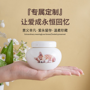 Custom Ceramic Pet <b>Urn</b> For <b>Cats</b> Dogs With Personalized Design Cremation Memorial Storage Teeth Hair - Product Image 5