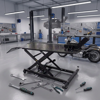 Table élévatrice pneumatique pour moto, capacité 1000 LBS, élévateur à ciseaux à air comprimé avec rampe pour moto