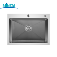 Évier de cuisine rectangulaire moderne en acier inoxydable 304, grand format, finition satinée, à encastrer, fabriqué à la main par Mita, garantie 5 ans pour villa et hôtel