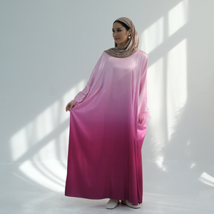 Loriya plume garni caftan robes femmes dubaï manches chauve-souris Abaya femmes musulmanes robe avec ceinture intérieure dernière Abaya EID - Product Image 5