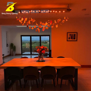 Lampadario <span class=keywords><strong>a</strong></span> Foglia d'Acero con Gradiente Oro e Ambra per Soggiorno Moderno e Hall d'Hotel, Lampada <span class=keywords><strong>a</strong></span> <span class=keywords><strong>Sospensione</strong></span> Lineare - Product Image 6