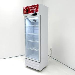 ตู้แช่เครื่องดื่มแบบใหม่ ราคาประหยัด ความจุ 126 กระป๋อง ตู้แช่เย็นแบบตั้งตรง กระจกใส สำหรับร้านค้า - Product Image 1