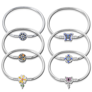 Bracciale Panjiadoraer <span class=keywords><strong>in</strong></span> <span class=keywords><strong>Argento</strong></span> 925 con Charm a Osso di Serpente, Adatto per Moissanite Brillante, Bracciale da <span class=keywords><strong>Donna</strong></span> - Product Image 1