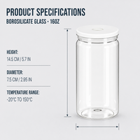 Lot de 48 verres transparents de 16 oz en gros – Expédition gratuite depuis notre entrepôt aux États-Unis – Prêts à être expédiés – Bocaux en verre vierges pour sublimation