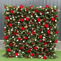 Mur de fleurs artificielles rouge et blanc festif : Idéal pour la décoration de Noël, les décors de mariage et les accessoires photo pour événements