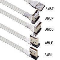 Kabel Transfer Data Pengisian Daya USB Micro 2.0 Konektor Sudut Kanan Bahan ABS Ponsel Android 0.2m Kabel Flat Fleksibel FFC Female