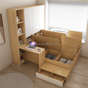 Customizable Cost-Effective Modular Bedroom Furniture Sets Wooden Bed with Desk Wardrobe & <b>Storage</b> for Studio Apartments - Product Image 5