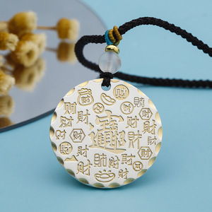 Nouveau pendentif en argent sterling 999 massif de la marque chinoise Ping Joy, Fortune Gold, pour hommes et femmes, avec inscription dorée de <span class=keywords><strong>mots</strong></span> porte-bonheur - Product Image 5