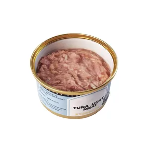 OEM ODM grosir makanan kucing kalengan Tuna Protein kaya untuk kucing makanan laut asli makanan ringan makanan hewan peliharaan