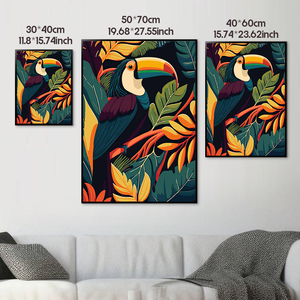 Affiche murale de la jungle fleurie avec tigre et léopard, impression sur toile d'animaux sauvages, taille personnalisable, imperméable, décoration murale pour la maison - Product Image 5