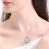 Collier pendentif Arbre de Vie en argent sterling 925 avec opale bleue porte-bonheur