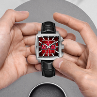 Relojes de Pulsera de Cuarzo Cuadrados de Lujo con Movimiento Japonés, Resistentes al Agua, Cronógrafo Multifuncional, Correa de Cuero Personalizada