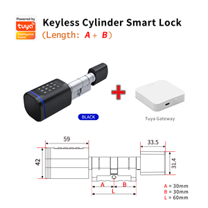 Kỹ thuật số thông minh sinh trắc học Khóa cửa tuya App Wifi tương thích kỹ thuật số IC thẻ cơ khí Key nhôm xi lanh khóa - Product Image 4