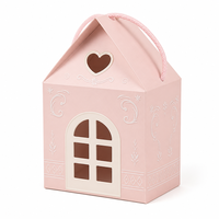 Boîte d'emballage en carton rigide rose en forme de maison, style esthétique, avec poignée en corde, pour cadeaux de boutique, vente en gros, OEM/ODM