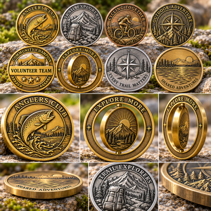 Monedas de Desafío de Metal Troqueladas Personalizadas, Medallas de Recuerdo para Clubes de Pesca, Senderismo y Ciclismo al Aire Libre, OEM ODM - Product Image 3