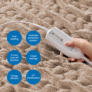 <span class=keywords><strong>Couverture</strong></span> <span class=keywords><strong>chauffante</strong></span> <span class=keywords><strong>électrique</strong></span> OEM/ODM, douce en peluche, fausse fourrure et flanelle, chauffage rapide, lavable en machine, protection contre la surchauffe - Product Image 5